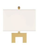Marshall 30" Tall Open Rectangle Large Modern Luxe Glam End Table Lamps Set of 2 Gold Finish Metal White Shade Living Room Bedroom Bedside Nights