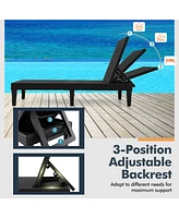 Outdoor Chaise Lounger Chair with Waterproof Rattan Textured Pp Surface and 330 lbs Capacity