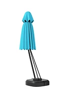 11 Feet Outdoor Cantilever Hanging Umbrella with Base and Wheels-Turquoise