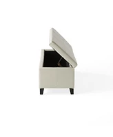 Glouster Storage Ottoman 51" Ivory Leather Wood, Large