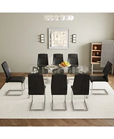 71" Rectangular Glass Table & Pu Chairs