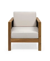 Acacia Wood Club Chairs (Set of 2) - Teak Finish