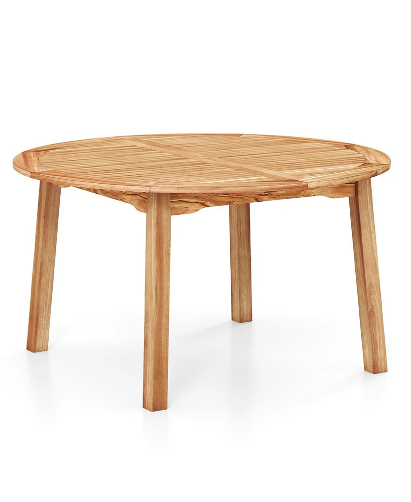 53 Inch Outdoor Acacia Wood Dining Table for 4-6 People