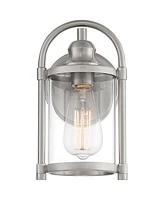 Avani Rustic Farmhouse Outdoor Wall Light Fixtures Set of 2 Brushed Nickel 10 1/4" Clear Glass for Exterior Barn Deck House Porch Yard Patio Outs