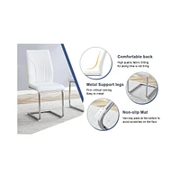 71" White Dining Table Set with 6 Pu Chairs