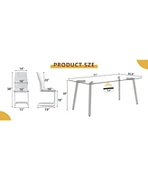 71" Rectangular Glass Table & 6 White Pu Chairs