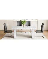 White Marble Table & Gray Pu Chairs