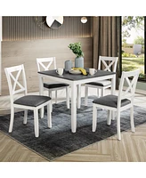 5-Piece Grey & White Dining Set for 4