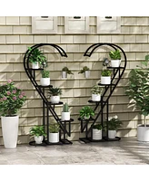 5 Tier Metal Plant Stand with Hanging Hook for Multiple Plants