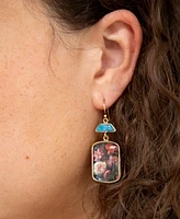 Barse Scenic Dark Florals Blue Apatite Golden Drop Earrings