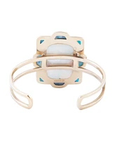Barse Scenic Red Floral Blue Apatite Golden Cuff Bracelet