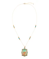 Barse Scenic Sedona Desert Blue Turquoise Golden Pendant Necklace