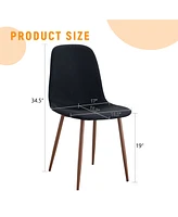 Black Linen Dining Chairs - Set of 4, Walnut Legs