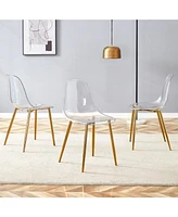 Transparent Dining Chairs (Set of 3) - Gold Legs