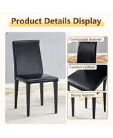 47" Round Dining Table Set with 6 Black Chairs