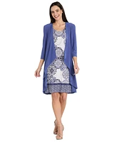 R & M Richards Women's Drape-Front Jacket and Necklace Dress Set