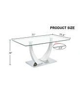 Clear Glass Top Dining Table - Silver Legs