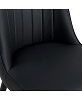 Pu Leather Dining Chairs, Black Metal Legs, Set of 8 (Black/Pu)