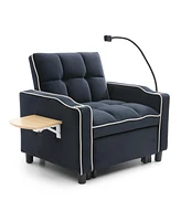 3-in-1 Convertible Sofa Bed Sleeper Chair (Black)