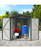 Motorcycle Outdoor Storage Shed With Window, Grey