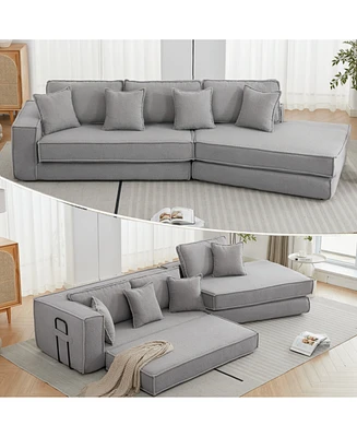 Folding Sleeper Sofa Bed - Gray Lamb Velvet