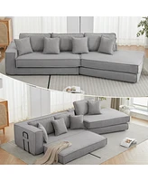 Folding Sleeper Sofa Bed - Gray Lamb Velvet