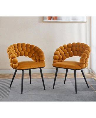 Orange Modern Chairs (Set of 2), Golden Legs