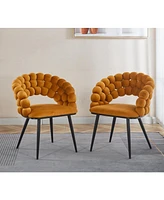 Orange Modern Chairs (Set of 2), Golden Legs