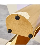 42" White Marble Round Table Gold Legs