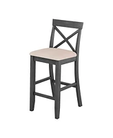 Farmhouse 48"Rectangular Wood Bar Height Dining Set Kitchen Breakfast Nook with 2 Chairs for Small Places,Gray