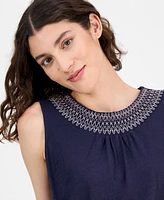 Nautica Jeans Women's Smocked-Neck Tank Top