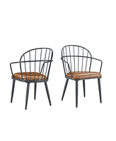 Indoor Upholstered Dining Chair With Metal Legs (Set of 2),Brown