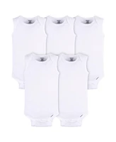 Gerber Baby Unisex White Sleeveless Onesies Bodysuits, 5-Pack