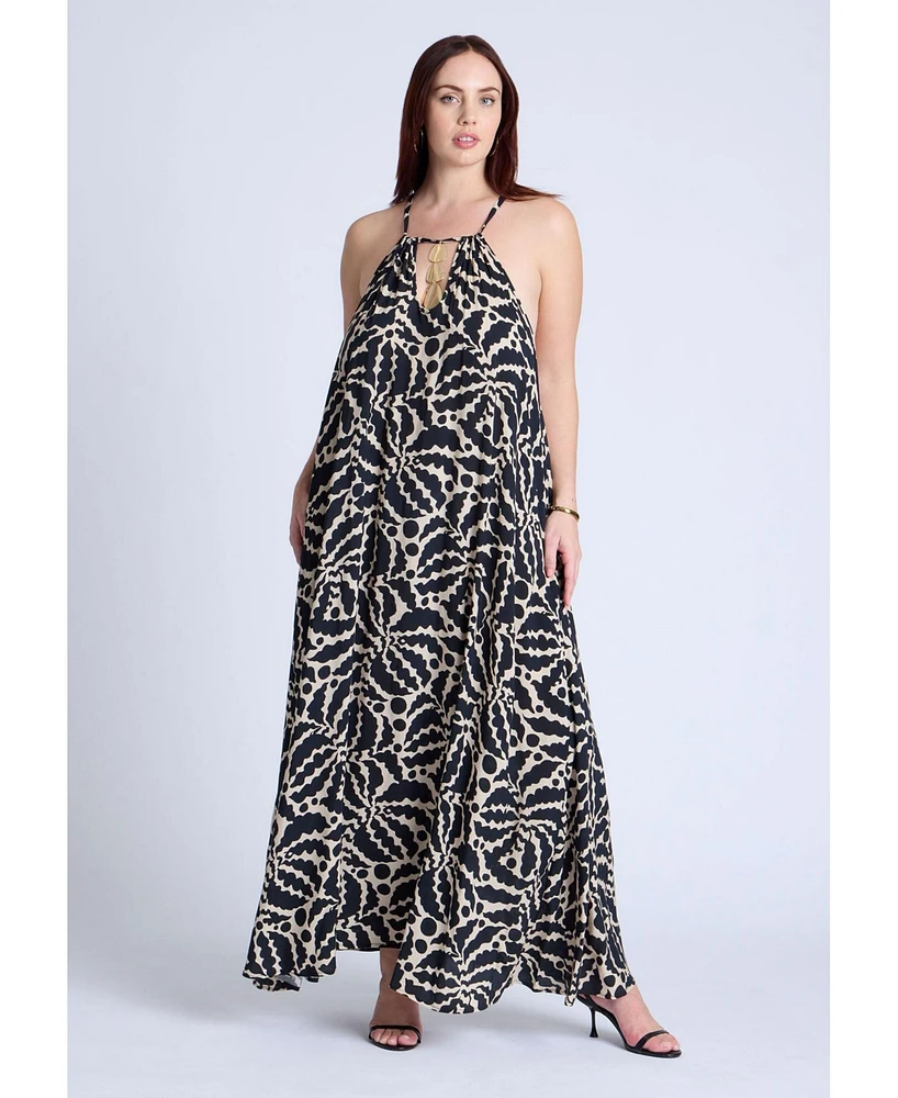 Eloquii Plus Hardware Detail Trapeze Maxi Dress