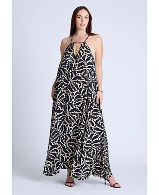 Eloquii Plus Hardware Detail Trapeze Maxi Dress