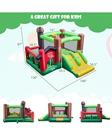 6-in-1 Inflatable Bounce House with Double Slides without Blower