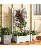 Outdoor Planter Box Self-Watering Raised Garden Bed Trellis with Water Level Indicator