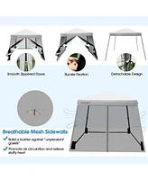 10 x 10 Feet Pop Up Canopy with Mesh Sidewalls and Roller Bag