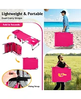 5-position Outdoor Folding Chaise Lounge Chair-Pink