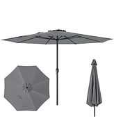 12 Feet Patio Umbrella with Crank Handle and 8 Sturdy Ribs-Gray