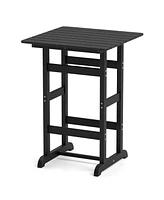 30 Inch Square Bar Table Dining Table with Slatted Tabletop for Poolside