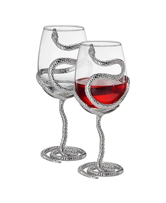 The Wine Savant Snake Stemmed Wine Glasses, Set of 2