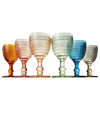 The Wine Savant Khen Vintage Hobnail Goblet Wine Glasses, Set of 6