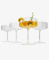 The Wine Savant Khen Vintage Wavy Flower Coupe Glasses, Set of 4