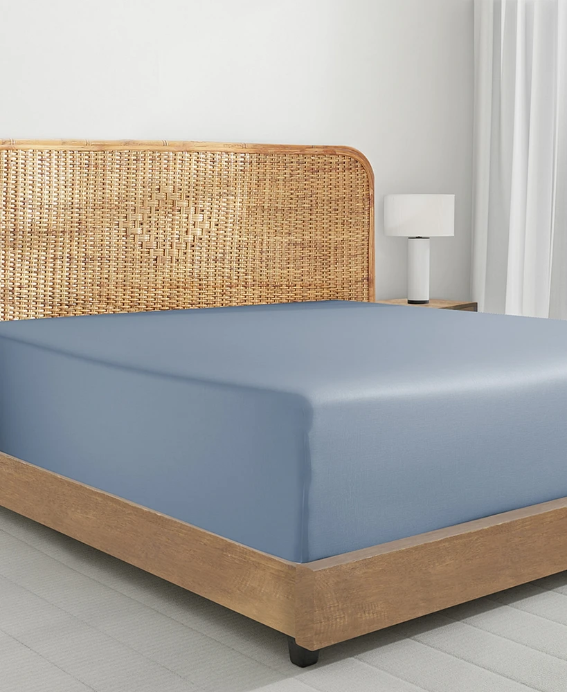 Cool Percale Fitted Sheet Only, 100% Organic Cotton, Fully Elasticized with Deep Pockets by California Design Den