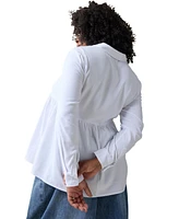 Ingrid + Isabel Maternity Long Sleeve Peplum Button Down Shirt White Xl