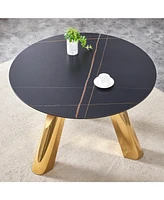 42" Gold & Granite Round Table - Seats 4-6