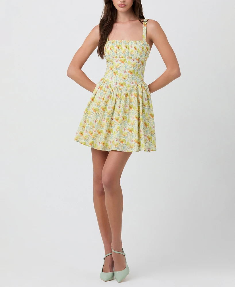 Astr the Label Women's Ruched Cotton Mini Dress