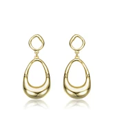 14K Gold Plated Organic Circle and Pear Dangle Earrings