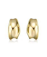 Serene Waves Mini Open Huggie Hoop Earrings White Gold Plated or 14K